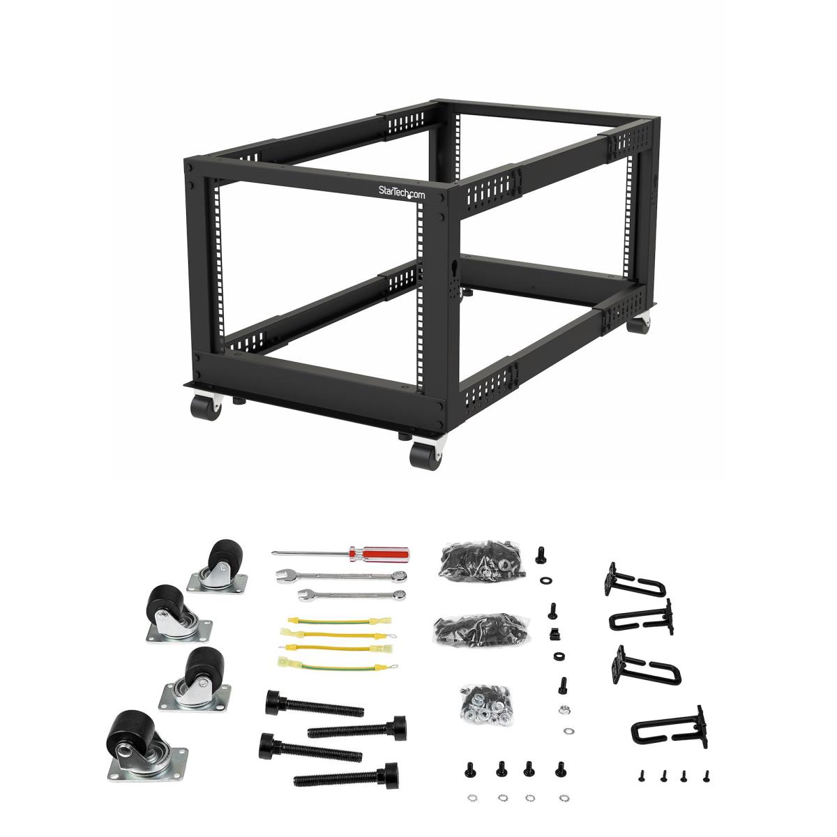 Open Frame Server Rack - Compact 4 Post Adjustable Depth (22-40