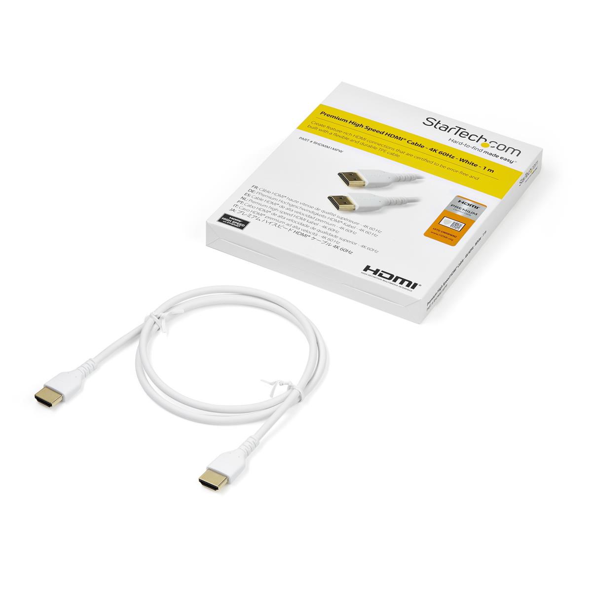 Premium High Speed Hdmi Cable With Ethernet Aramid Fiber 1m White
