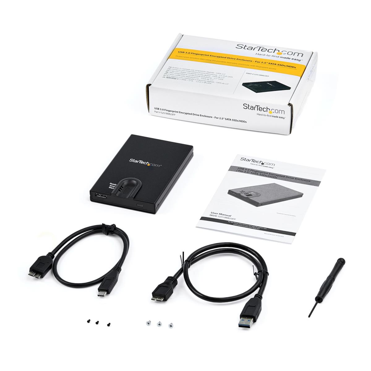 Biometric Enclosure - Encrypted USB 3.0 2.5in SATA Hard Drive Enclosure