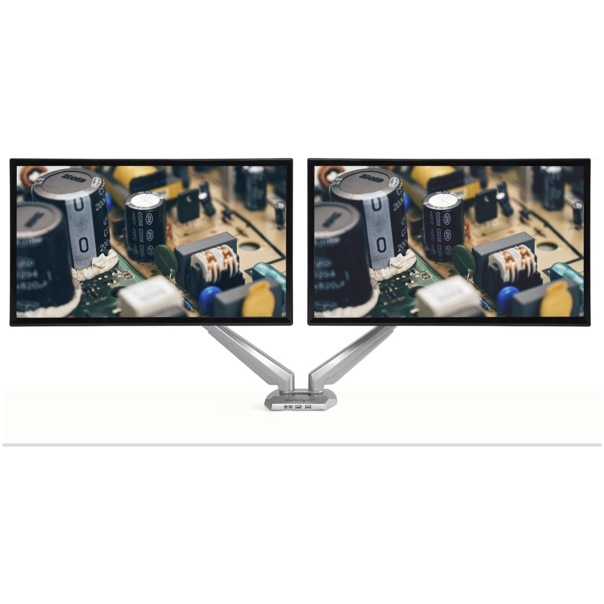 Dual Desk Mount Monitor Arm Built-in 2-port USB And 3.5mm