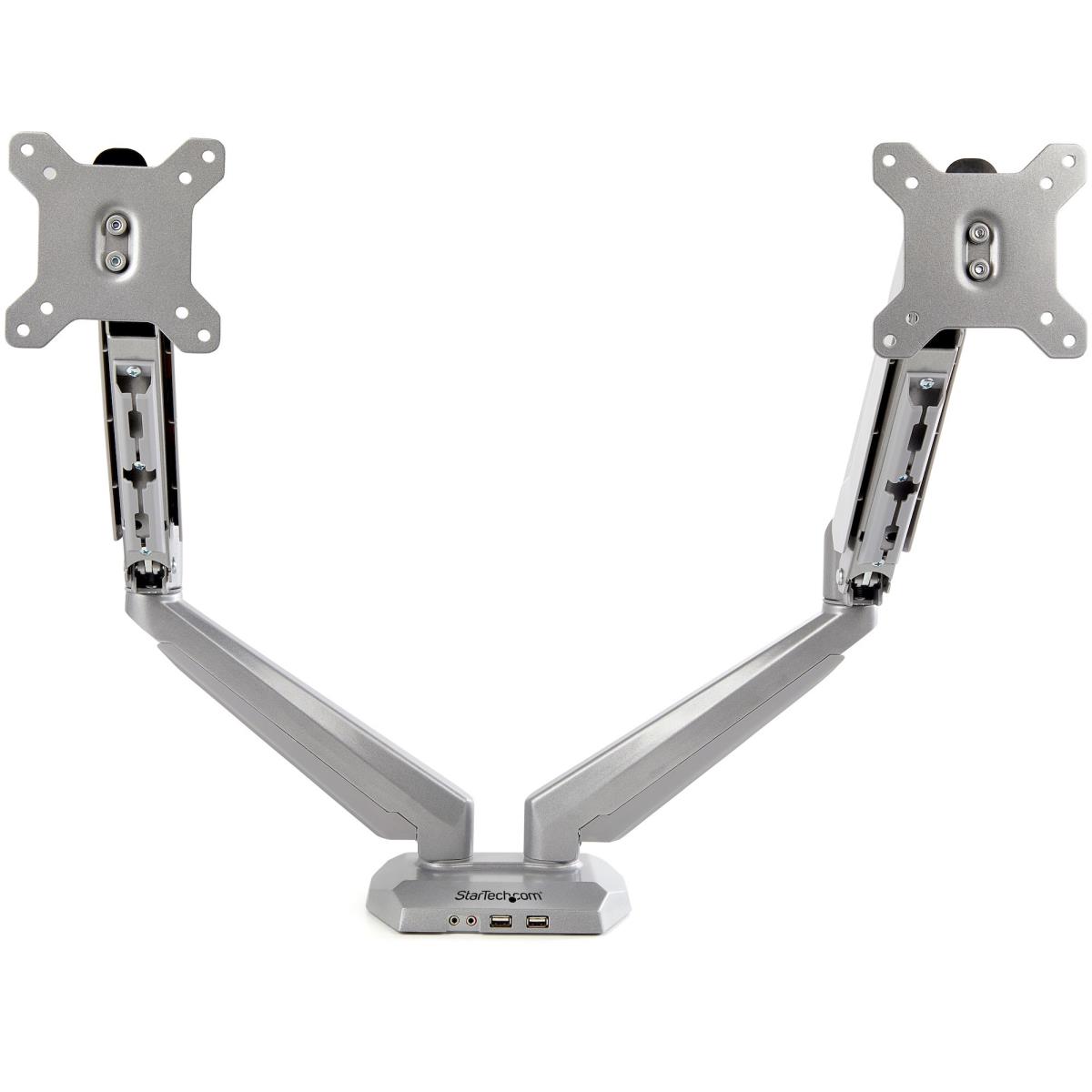Dual Desk Mount Monitor Arm Built-in 2-port USB And 3.5mm