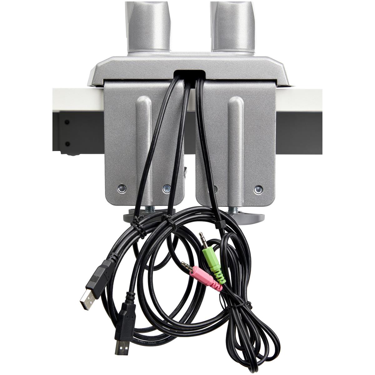 Dual Desk Mount Monitor Arm Built-in 2-port USB And 3.5mm