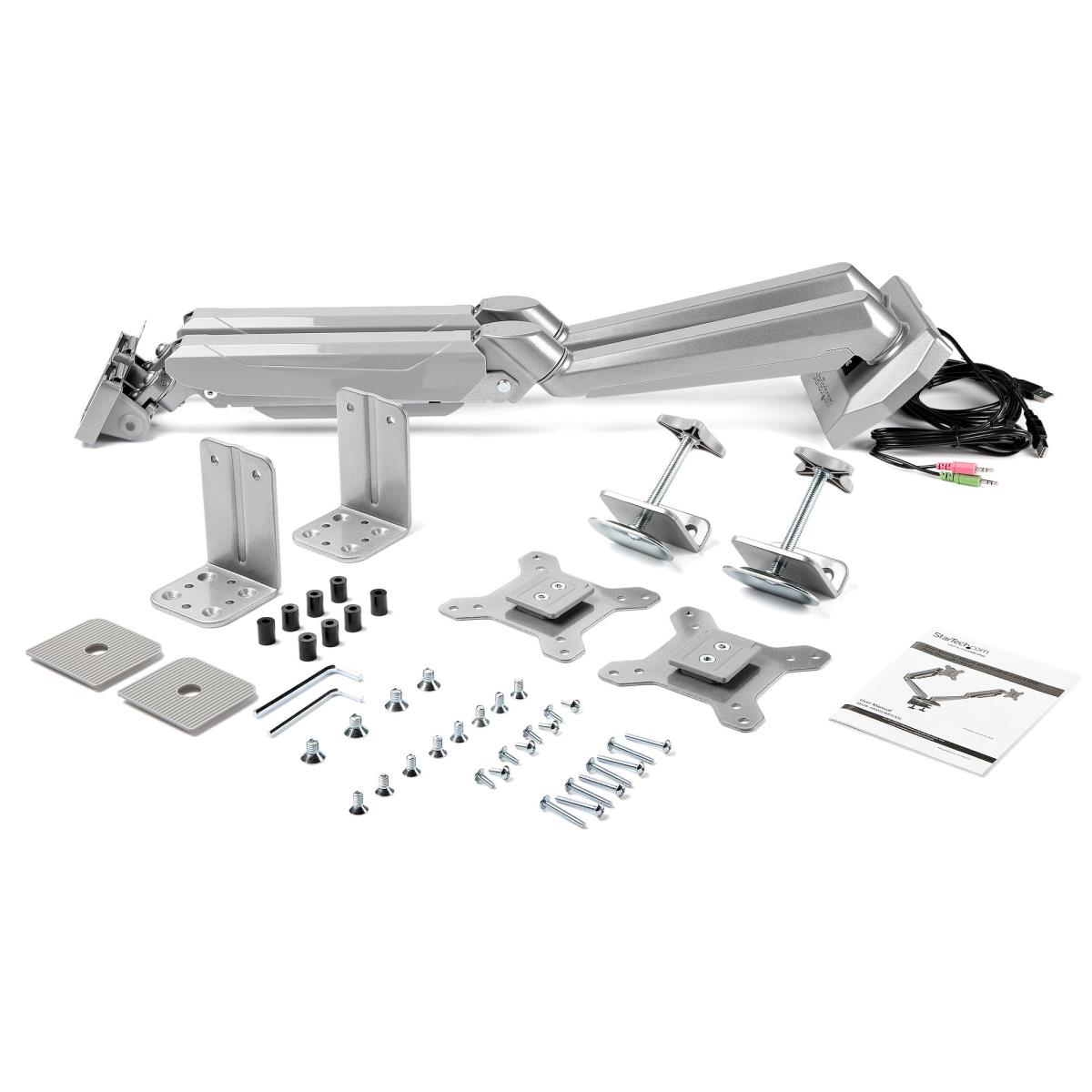 Dual Desk Mount Monitor Arm Built-in 2-port USB And 3.5mm