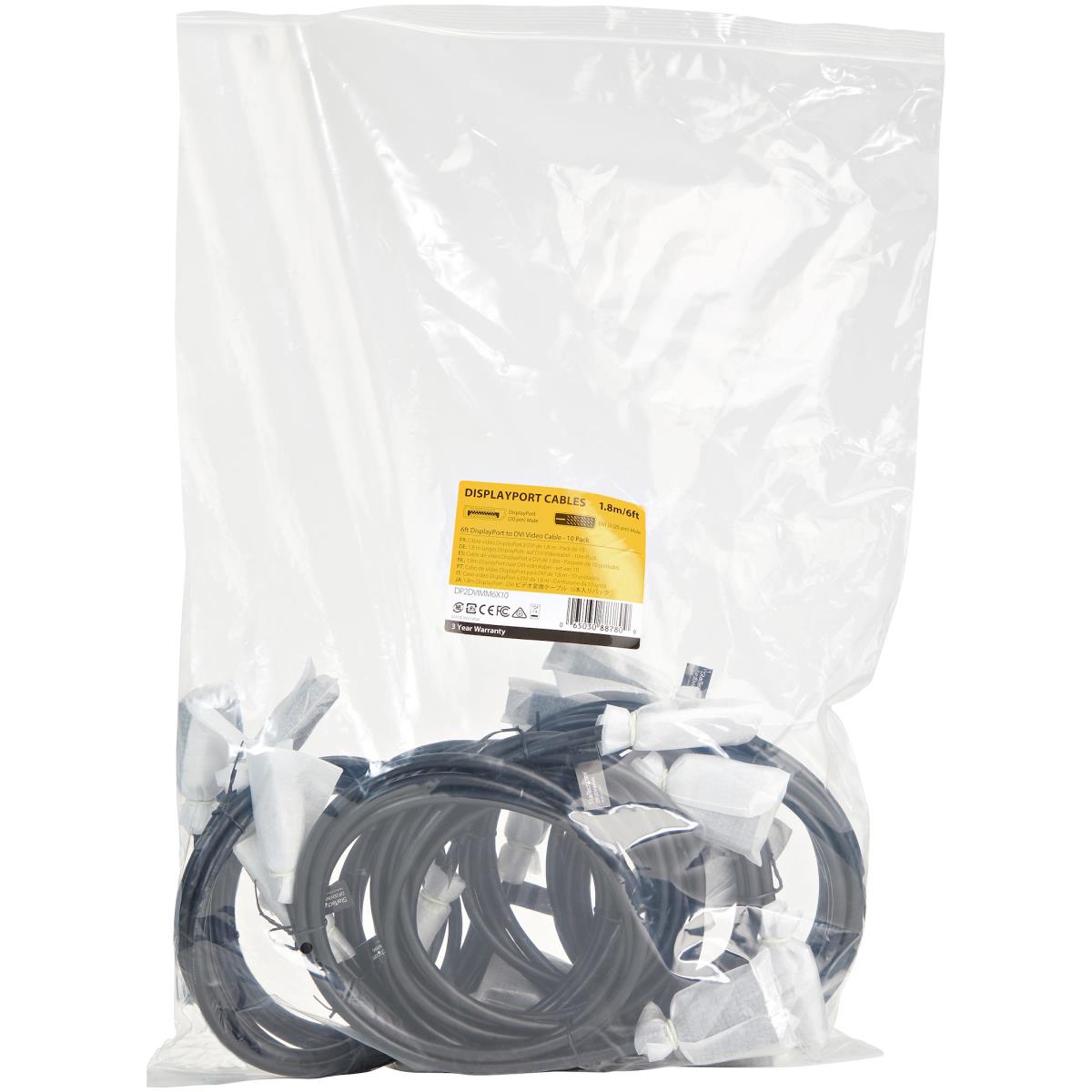 DisplayPort To DVI Cable - 10-pack 2m