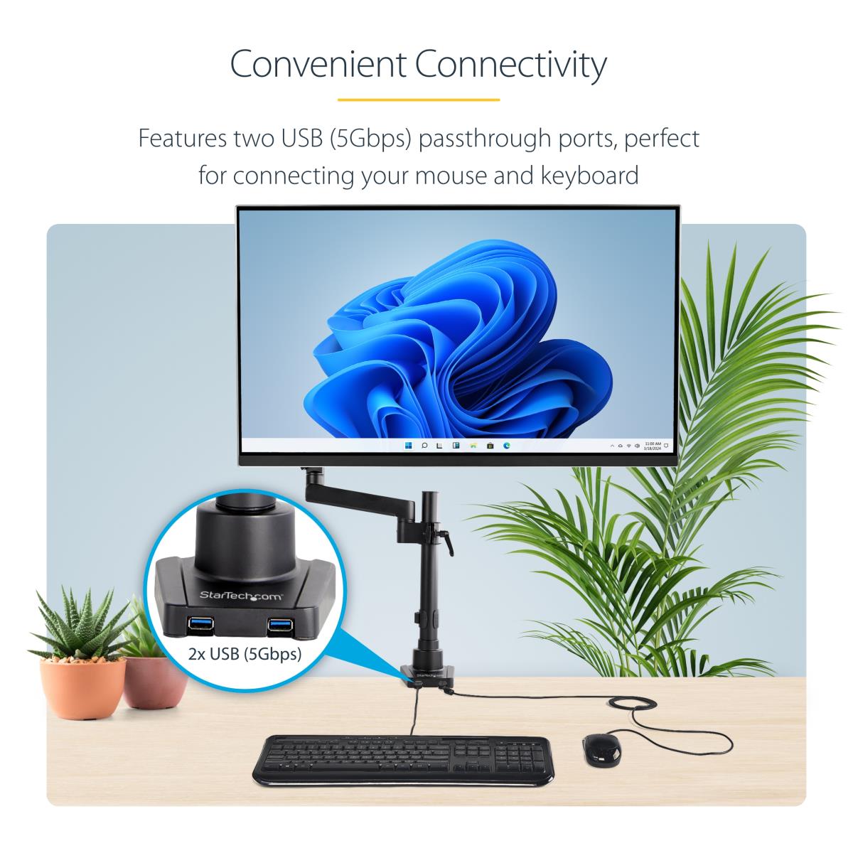 Desk Mount Monitor Arm Articulating - 2x USB 3.0