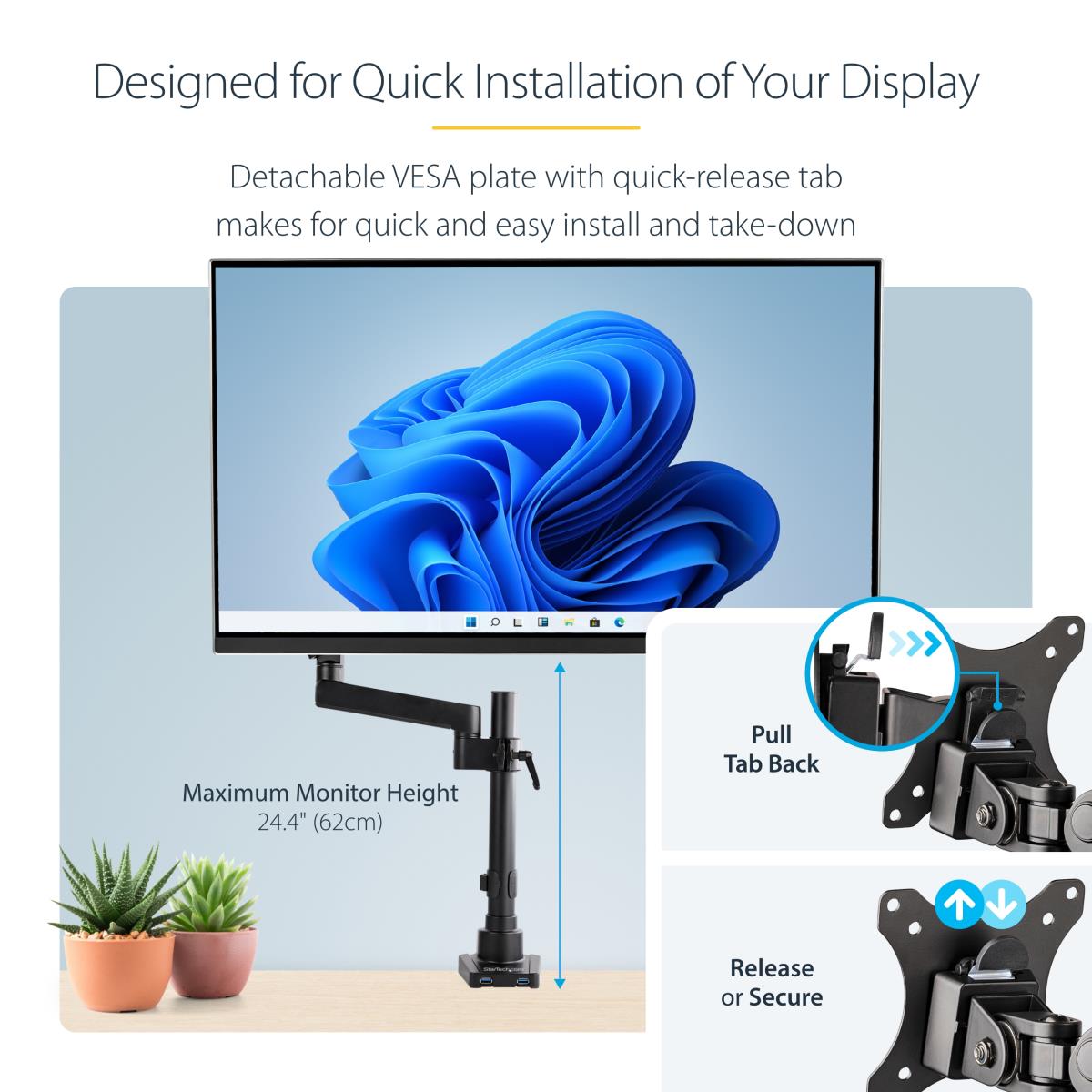 Desk Mount Monitor Arm Articulating - 2x USB 3.0