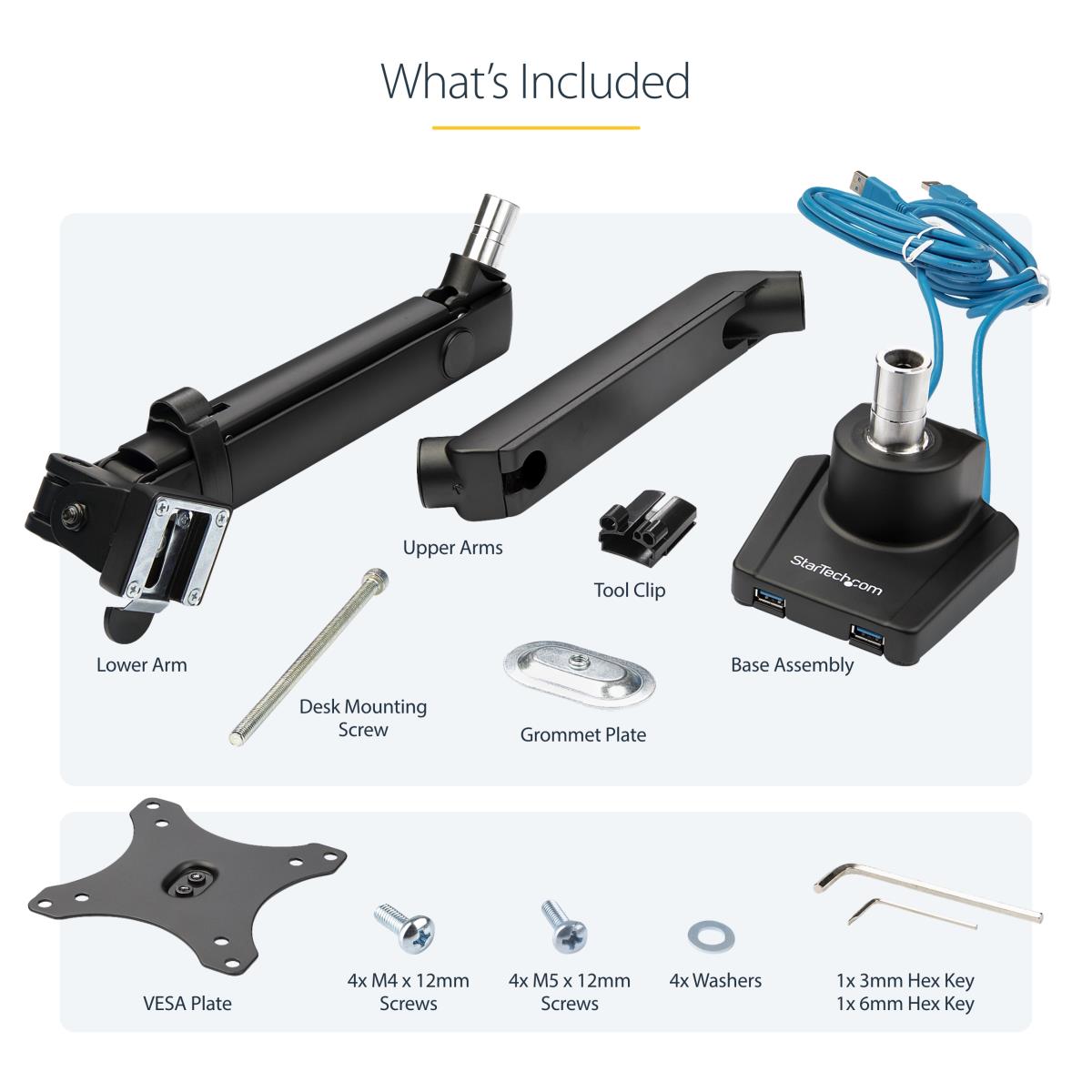 Single Desk Mount Monitor Arm 2 Built-in USB 3.0 Ports - Vesa