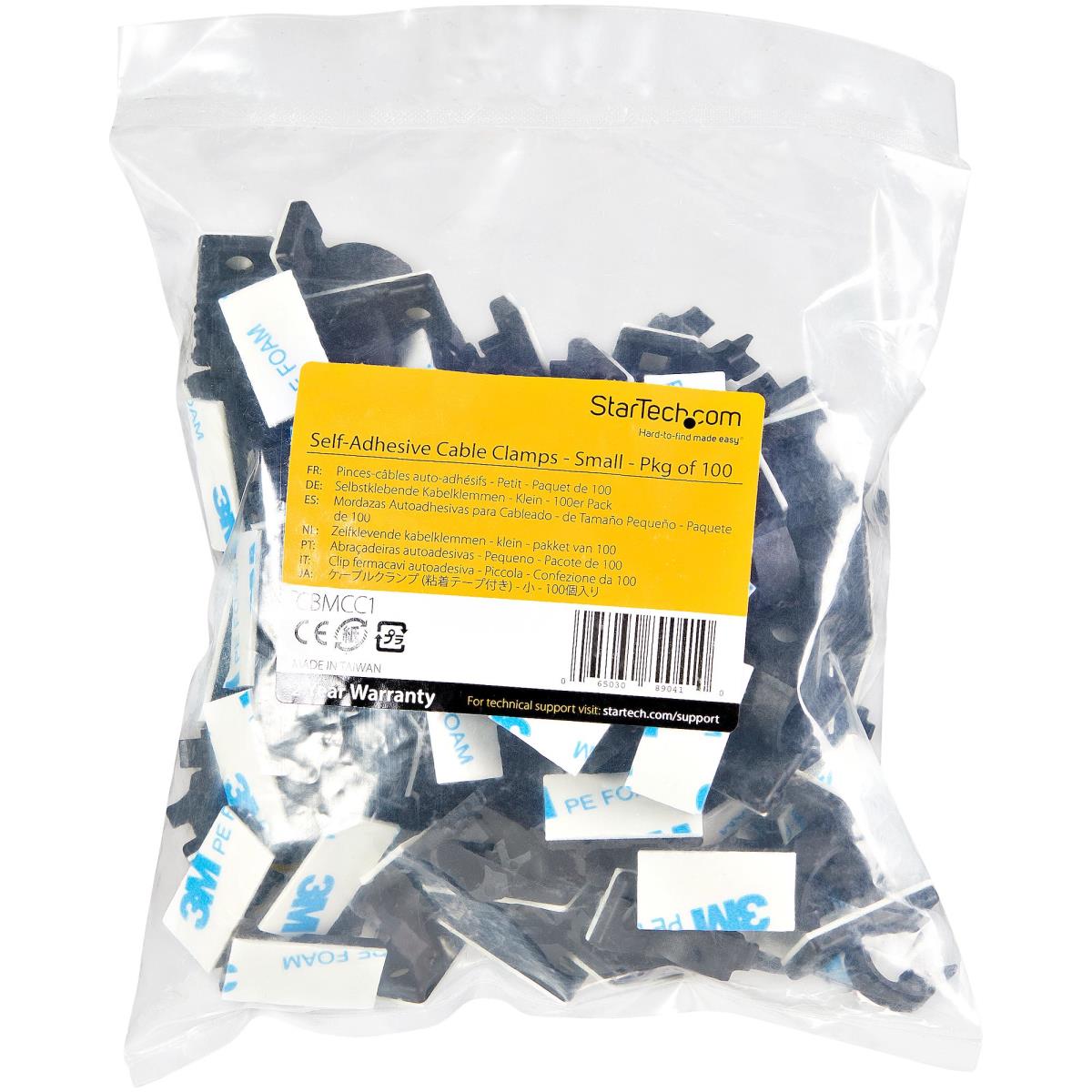 Adhesive Cable Management ClIPS Black - Nylon Self Adhesive Clamp Ul/94v-2 Fire Rated - 100 Pack - Cbmcc1