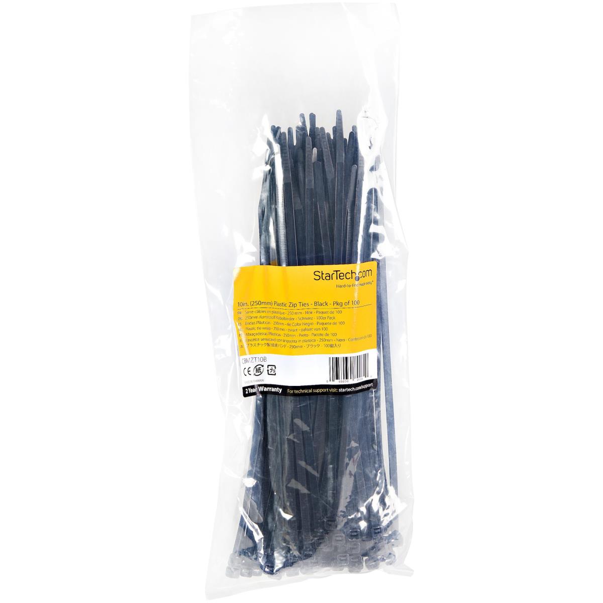 Cable Ties -black Nylon Zip Tie Wraps Ul Taa 100 Pack 10in