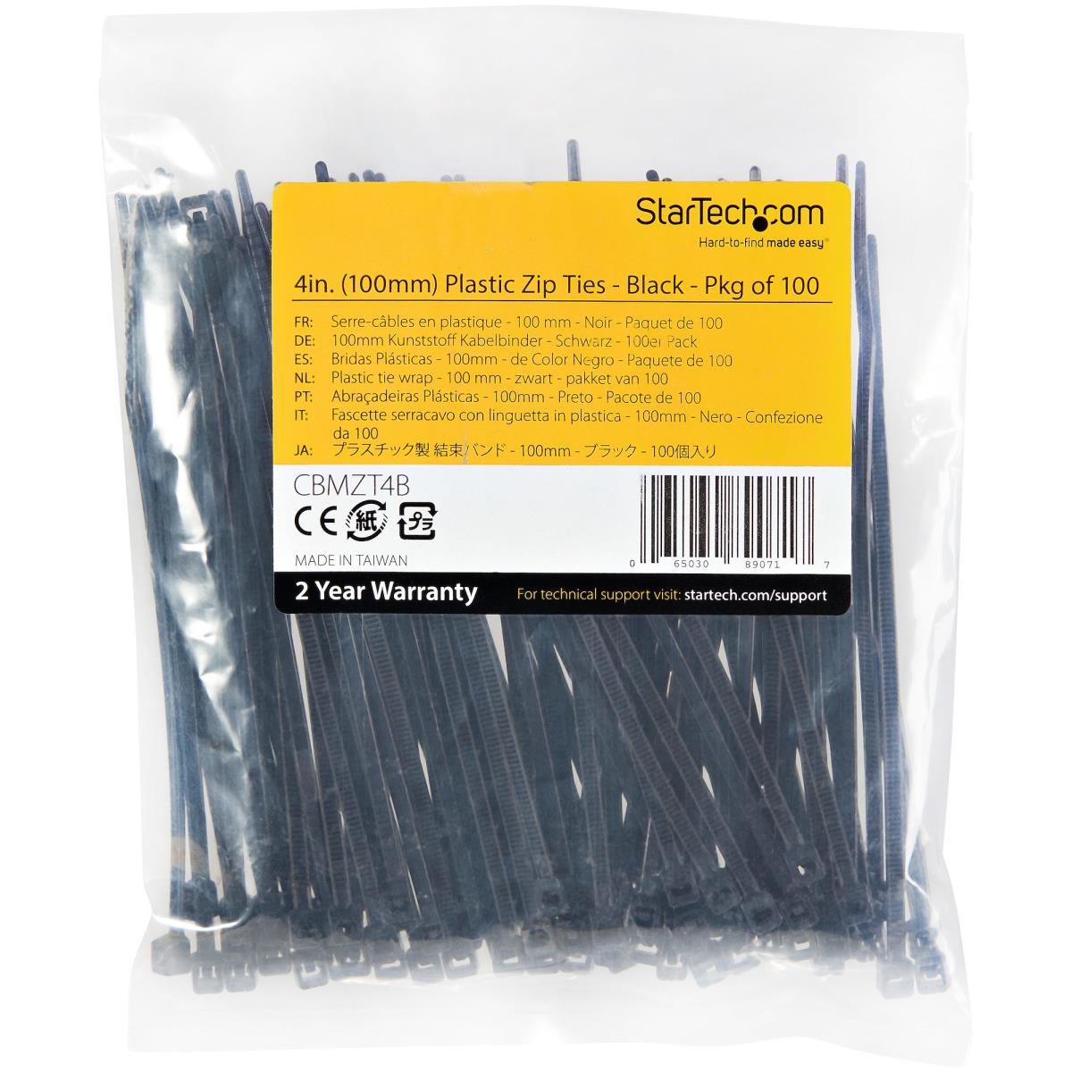 Cable Ties -black Nylon Zip Tie Wraps Ul Taa 100 Pack 4in