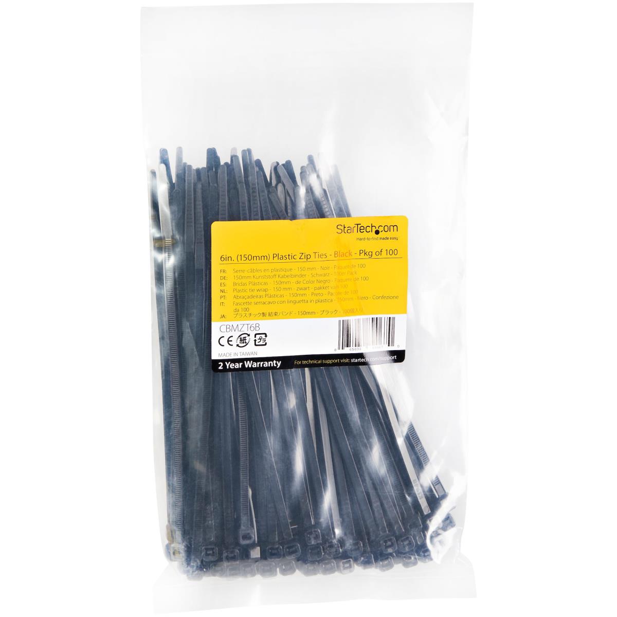 Cable Ties -black Nylon Zip Tie Wraps Ul Taa 100 Pack 6in