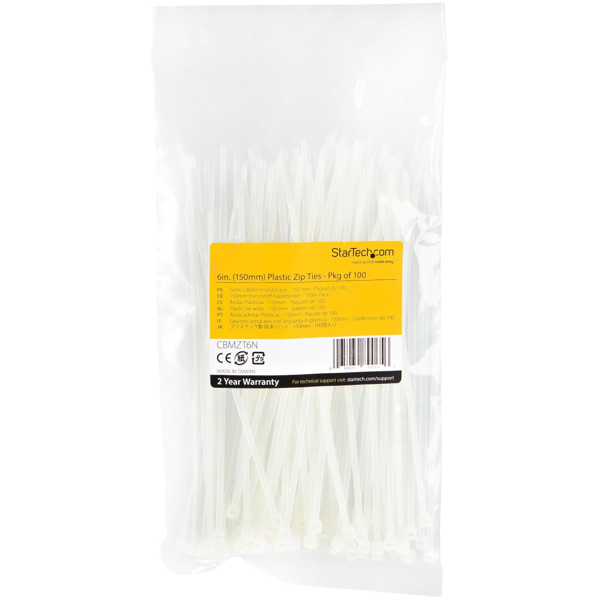 Cable Ties -white Nylon Zip Tie Wraps Ul Taa 100 Pack 6in