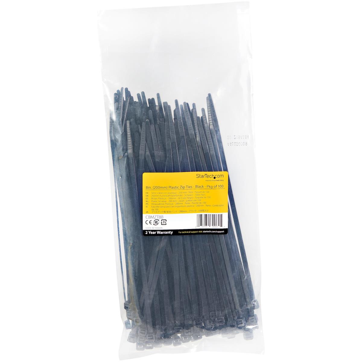 Cable Ties -black Nylon Zip Tie Wraps Ul Taa 100 Pack 8in