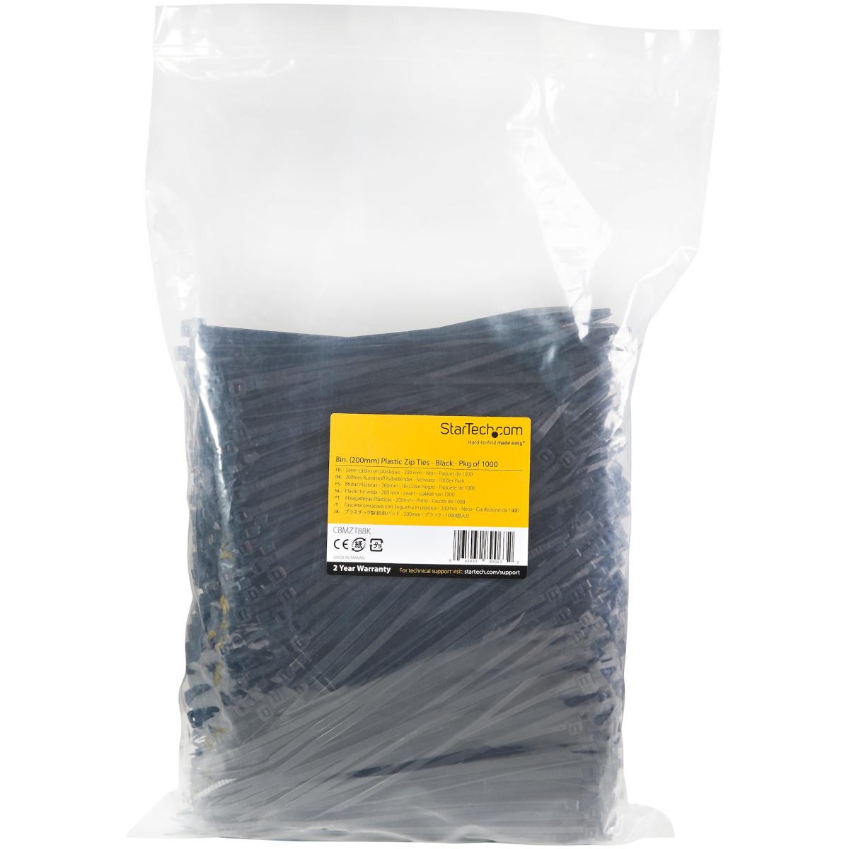 Cable Ties -black Nylon Zip Tie Wraps Ul Taa 1000 Pack 8in