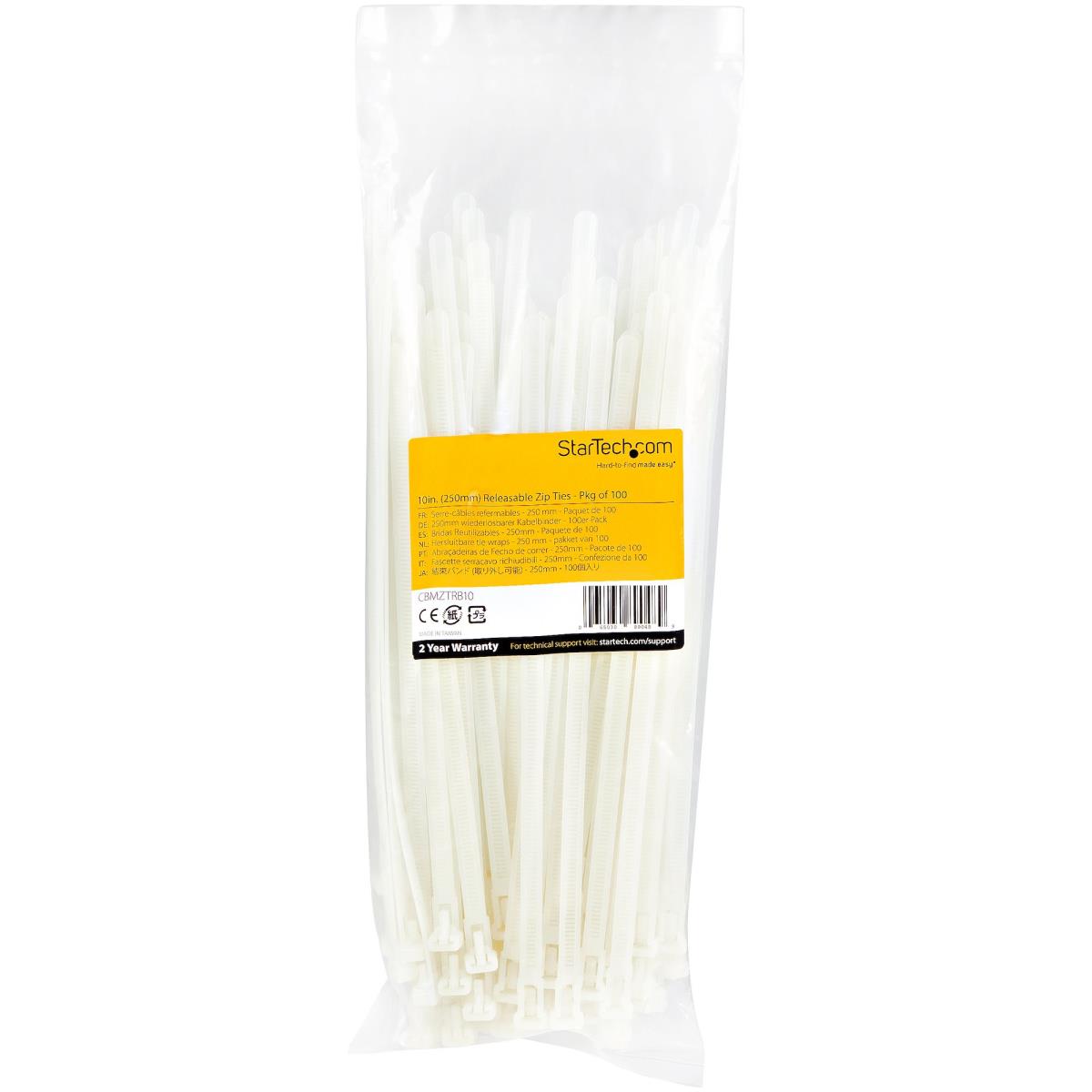 Resealable Zip Ties 10in 100 Pack