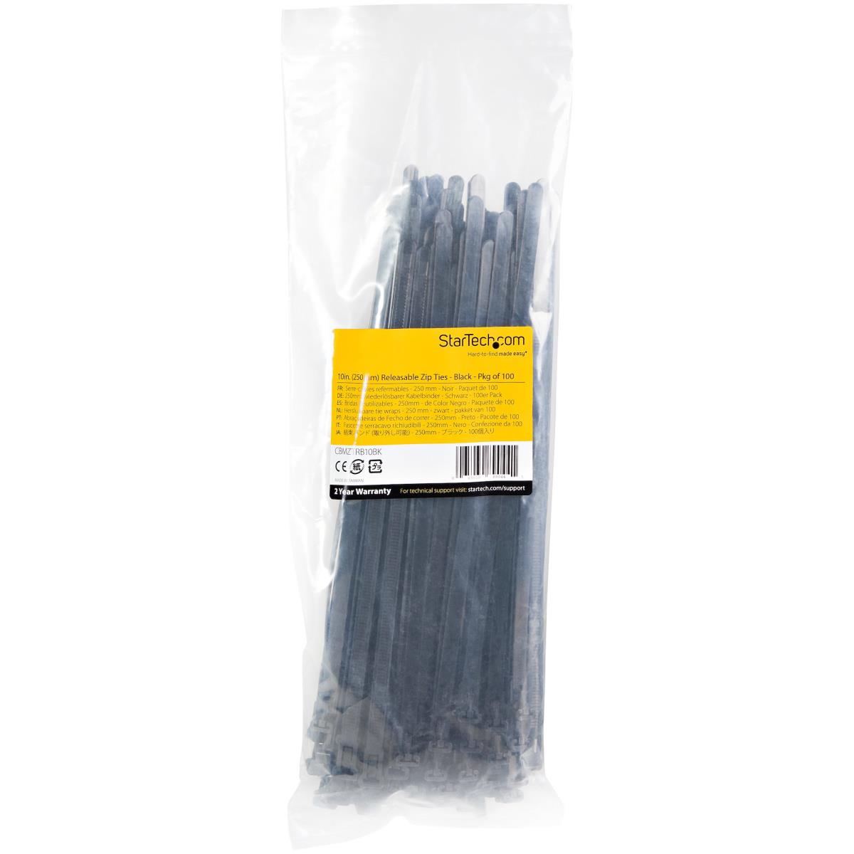 75648591 Resealable Zip Tie 10in Black 100 Pack