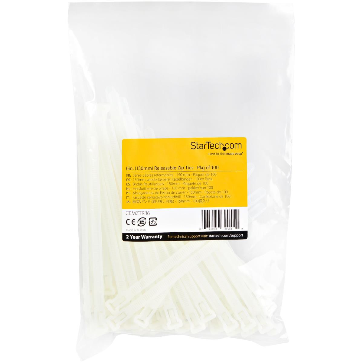 Resealable Zip Ties 6in 100 Pack