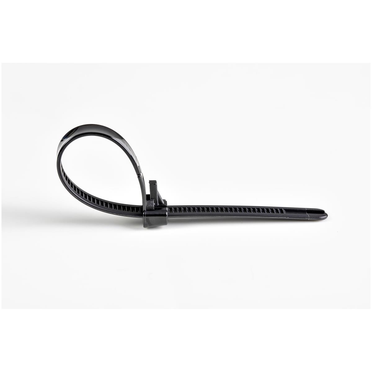 Resealable Zip Ties 8in Black 100 Pk