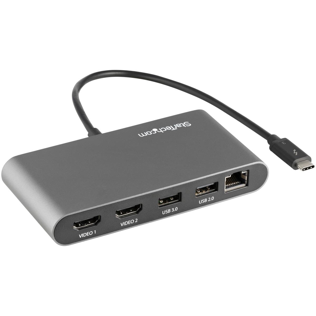 Thunderbolt 3 Mini Dock - Portable Dual Monitor Tb3 Laptop Docking Station Hdmi 4k 60hz - 2x USB-a & Gbe - 11in (28cm) Cable