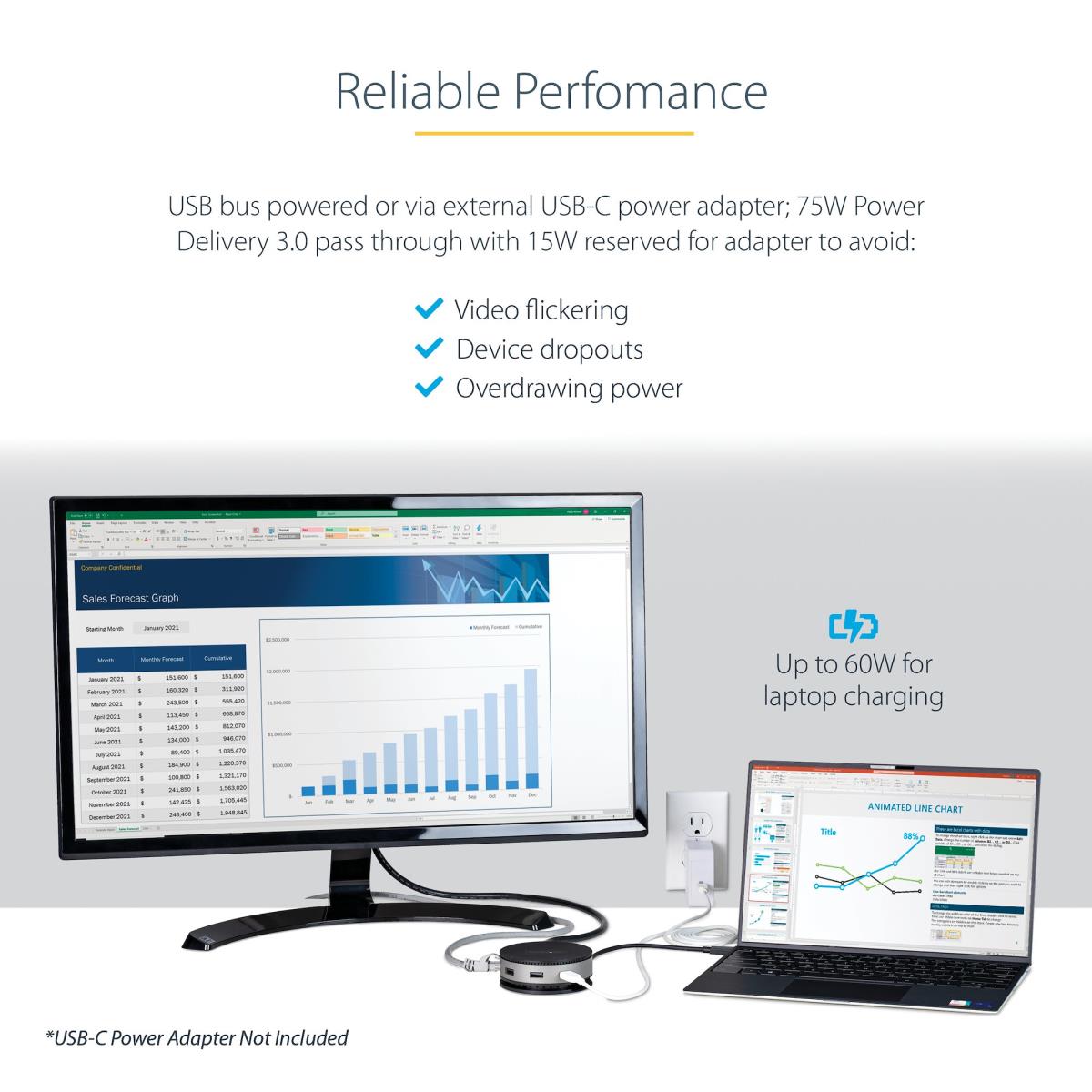 USB-c Multiport Adapter - USB Type-c 10gbps Mini Dock 4k 60hz Hdmi/DisplayPort/1080p Vga - 75w Pd Passthrough, USB Hub & Gbe