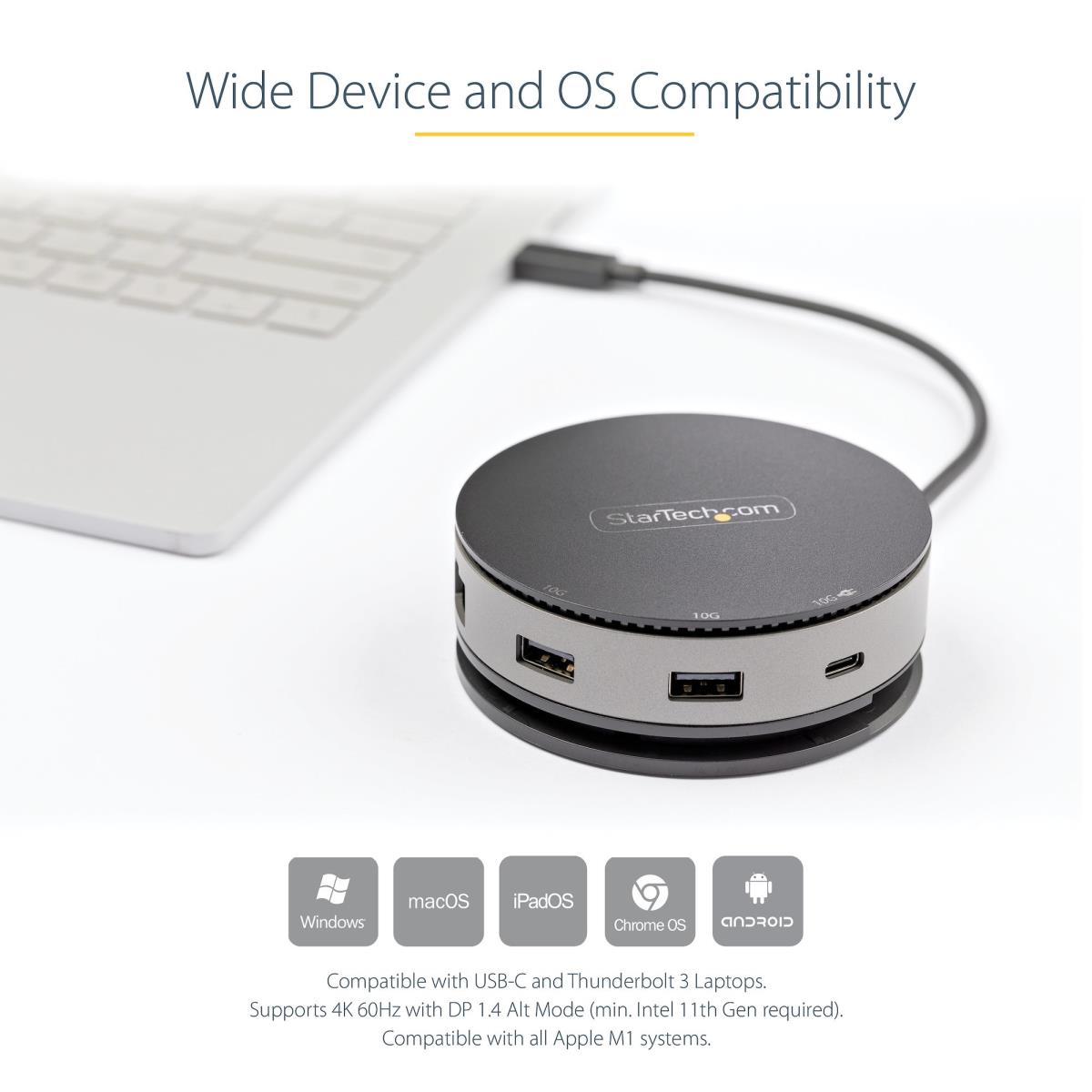 USB-c Multiport Adapter - USB Type-c 10gbps Mini Dock 4k 60hz Hdmi/DisplayPort/1080p Vga - 75w Pd Passthrough, USB Hub & Gbe