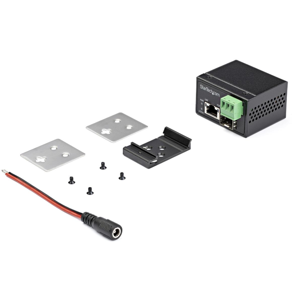 Poe+ Industrial Fiber To Ethernet Media Converter 30w - Sfp To Rj45 - Sm/mm Fiber To Gigabit Copper Mini Size Ip-30