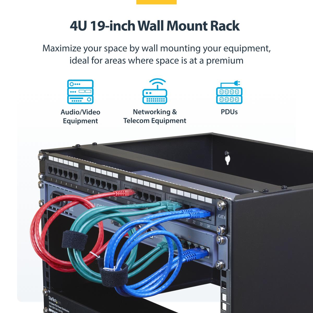 Wall Mount Rack - 4u 13.78in Deep 19in Rack For Patch Panel/ Switch