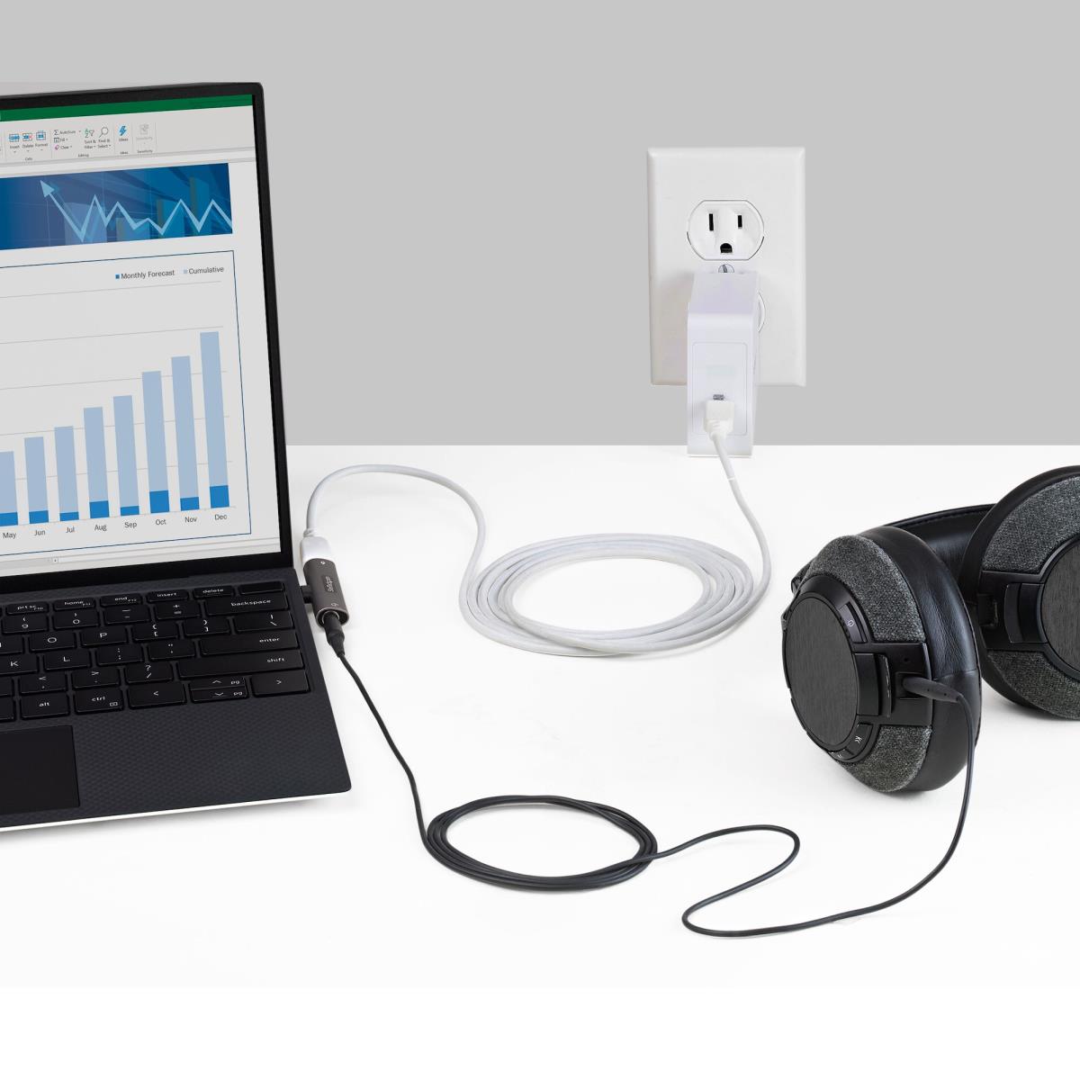 USB C Audio + Charge Adapter 3.5mm Headset Jack + Pd Charging