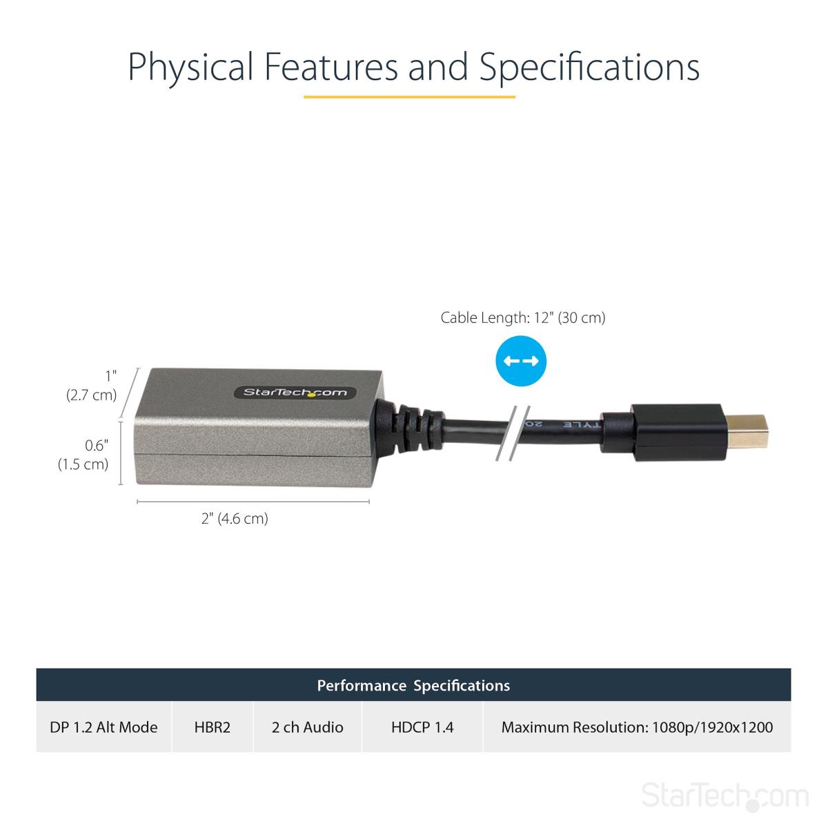 Mini DisplayPort To Hdmi Adapter - 1080p Video-12in Cable