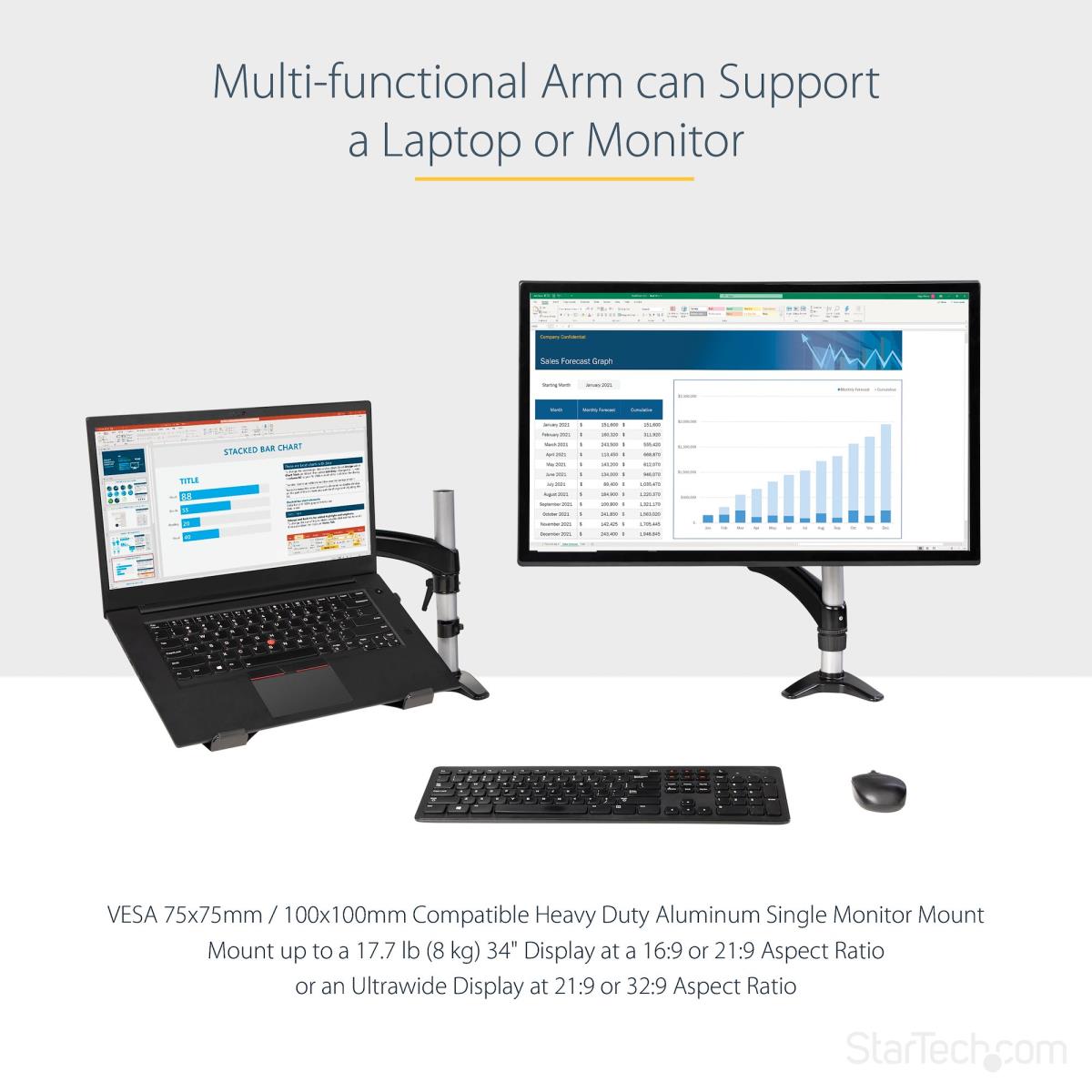 Desk Mount Laptop Arm - For Laptop Or Single 34in Monitor