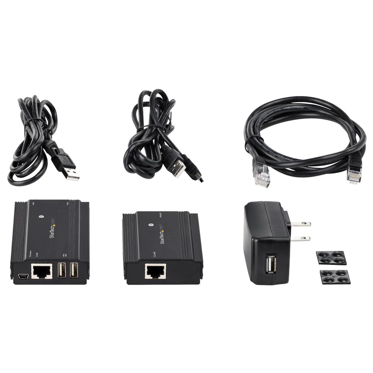 USB Extender Hub Adapter Kit - 4-port USB 2.0 Extender Hub Over Single Cat5e/CAT6 Ethernet Cable (rj45) - 330ft (100m)