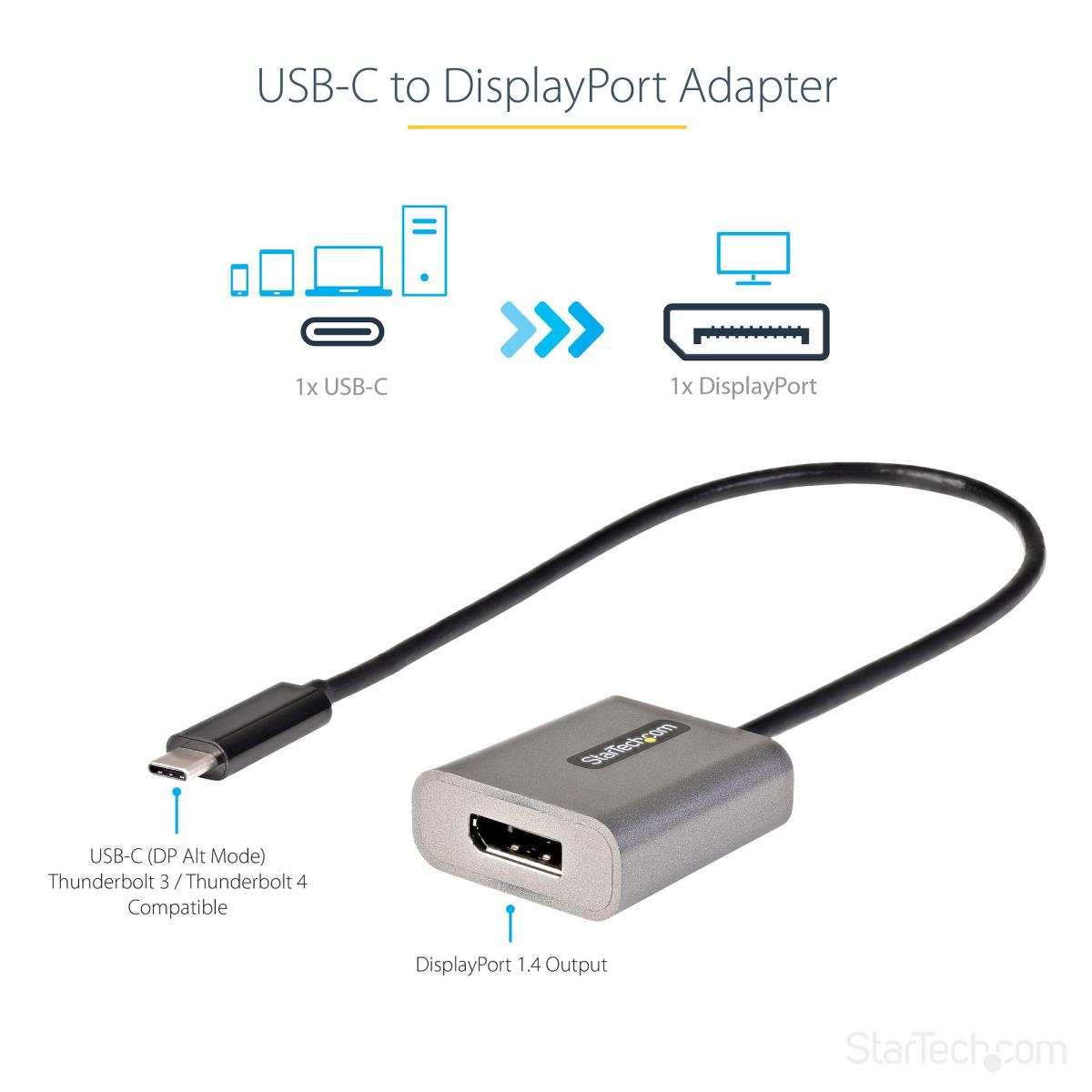 USB C To DisplayPort Adapter 8k/4k 60hz Video - 12 Cable