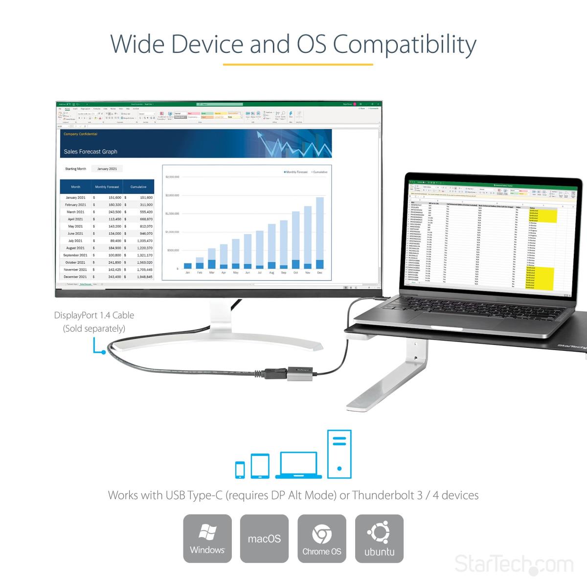 USB C To DisplayPort Adapter 8k/4k 60hz Video - 12 Cable