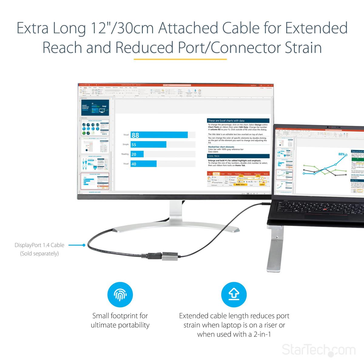 USB C To DisplayPort Adapter 8k/4k 60hz Video - 12 Cable