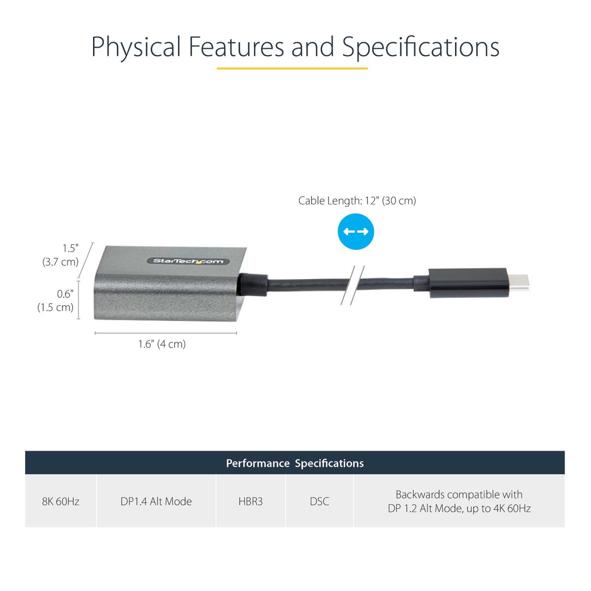 USB C To DisplayPort Adapter 8k/4k 60hz Video - 12 Cable