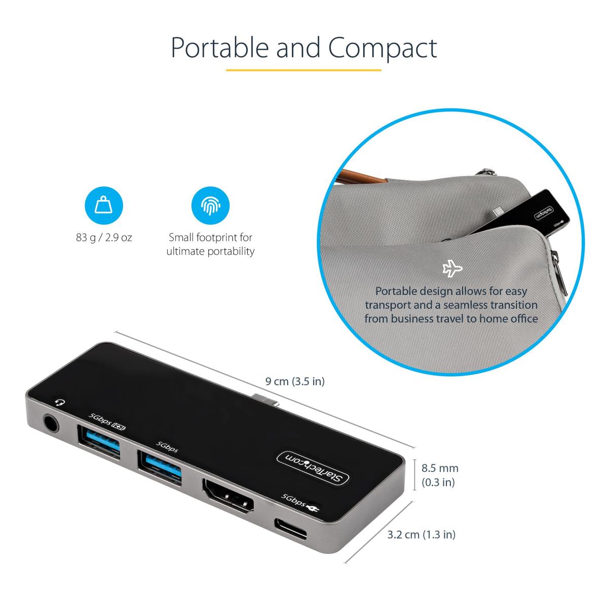USB C Multiport Adapter - USB-c To 4k 60hz Hdmi 2.0, - 3-port USB 3.0 Hub, Audio - USB-c Mini Dock