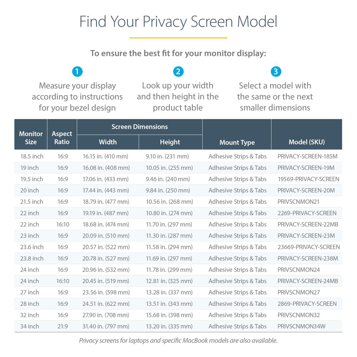 Monitor Privacy Screen 19in - Universal - Matte Or Glossy