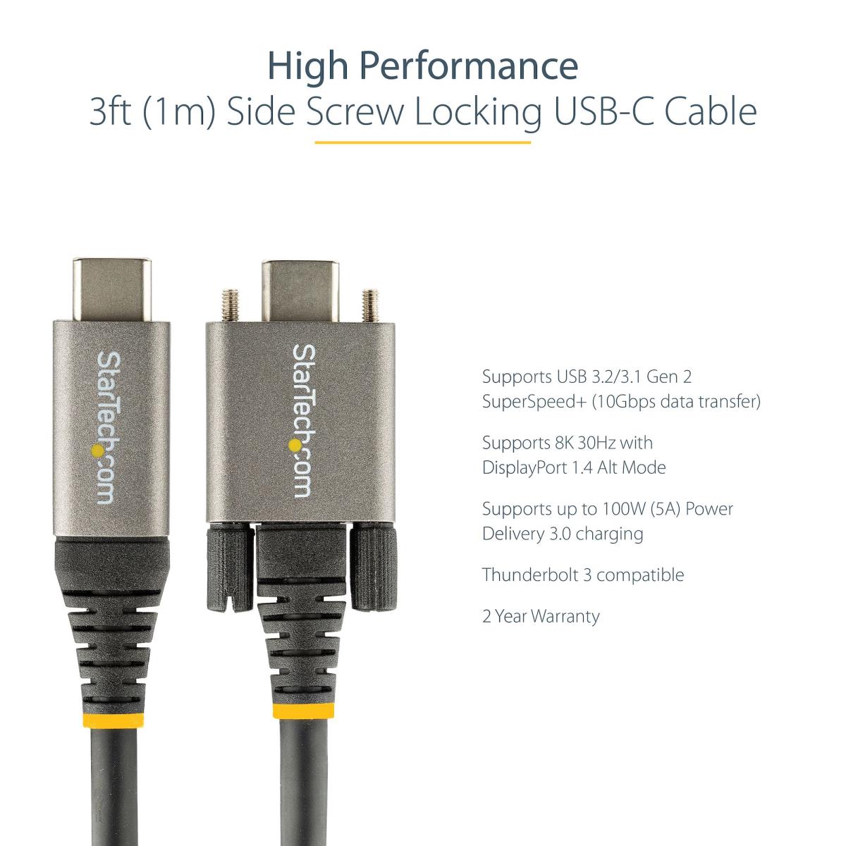 USB-c Cable Locking Side Screw 10gbps - 1m