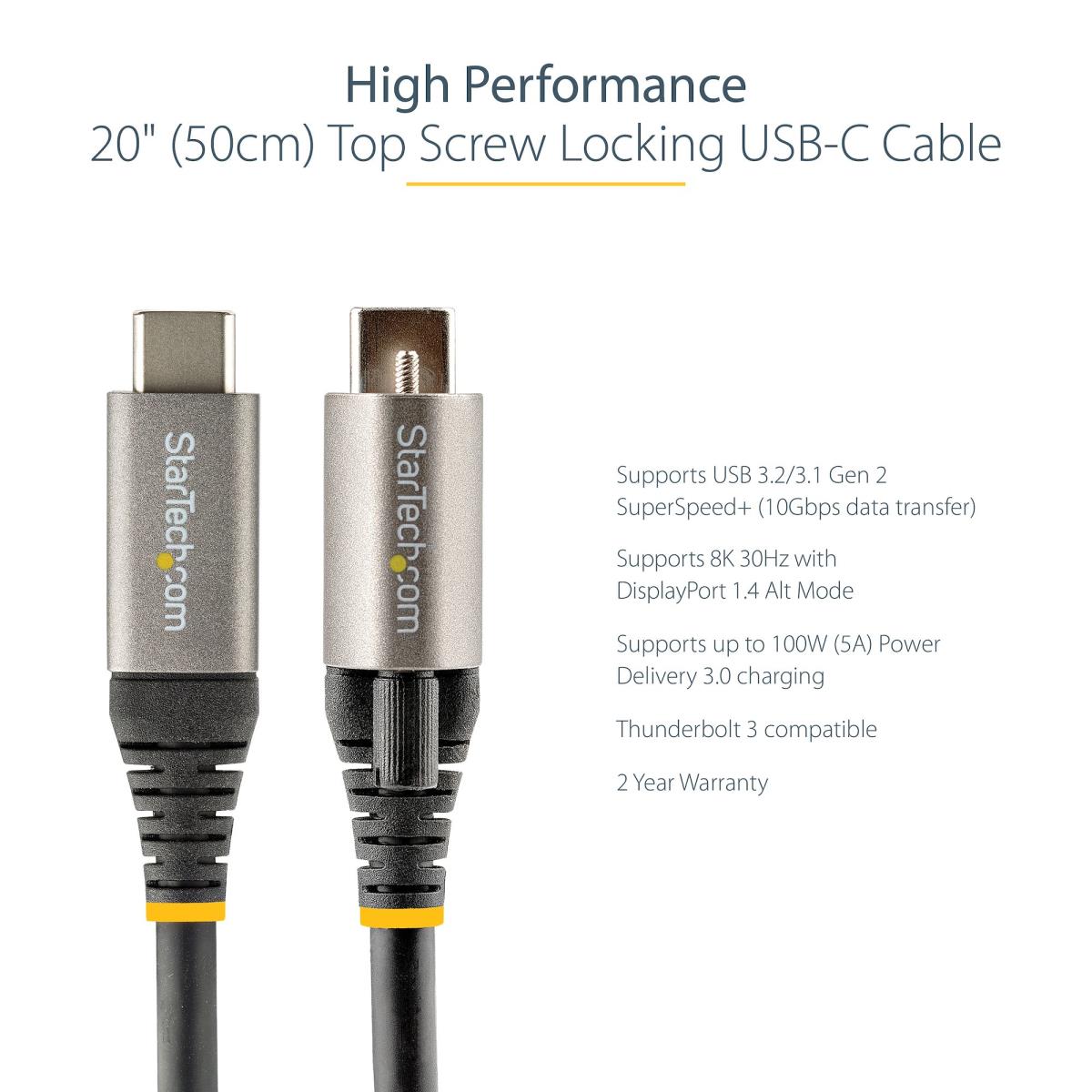 USB-c Cable Locking Top Screw 10gbps - 50cm