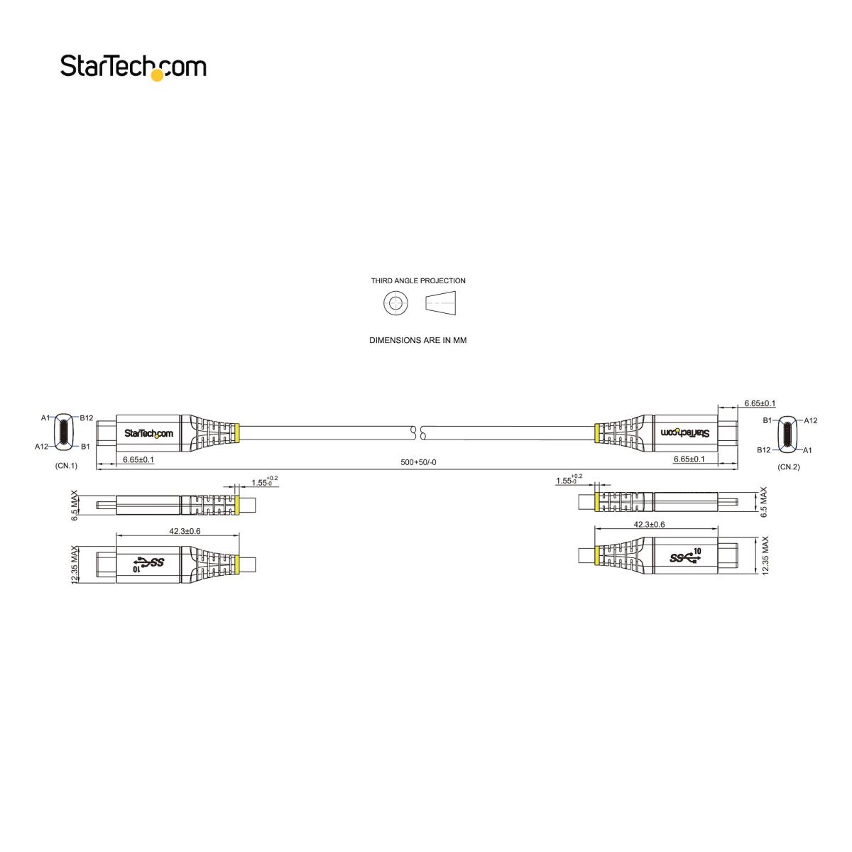 USB C Cable 10gbps-USB 3.1/3.2 Gen 2 100w (5a) 50cm