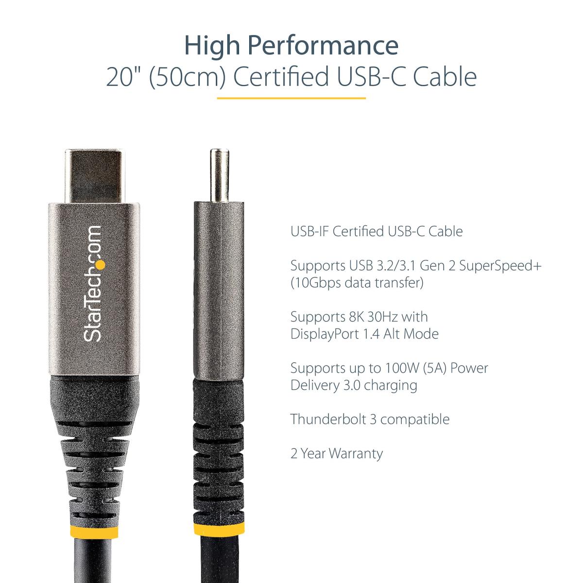 USB C Cable 10gbps-USB 3.1/3.2 Gen 2 100w (5a) 50cm