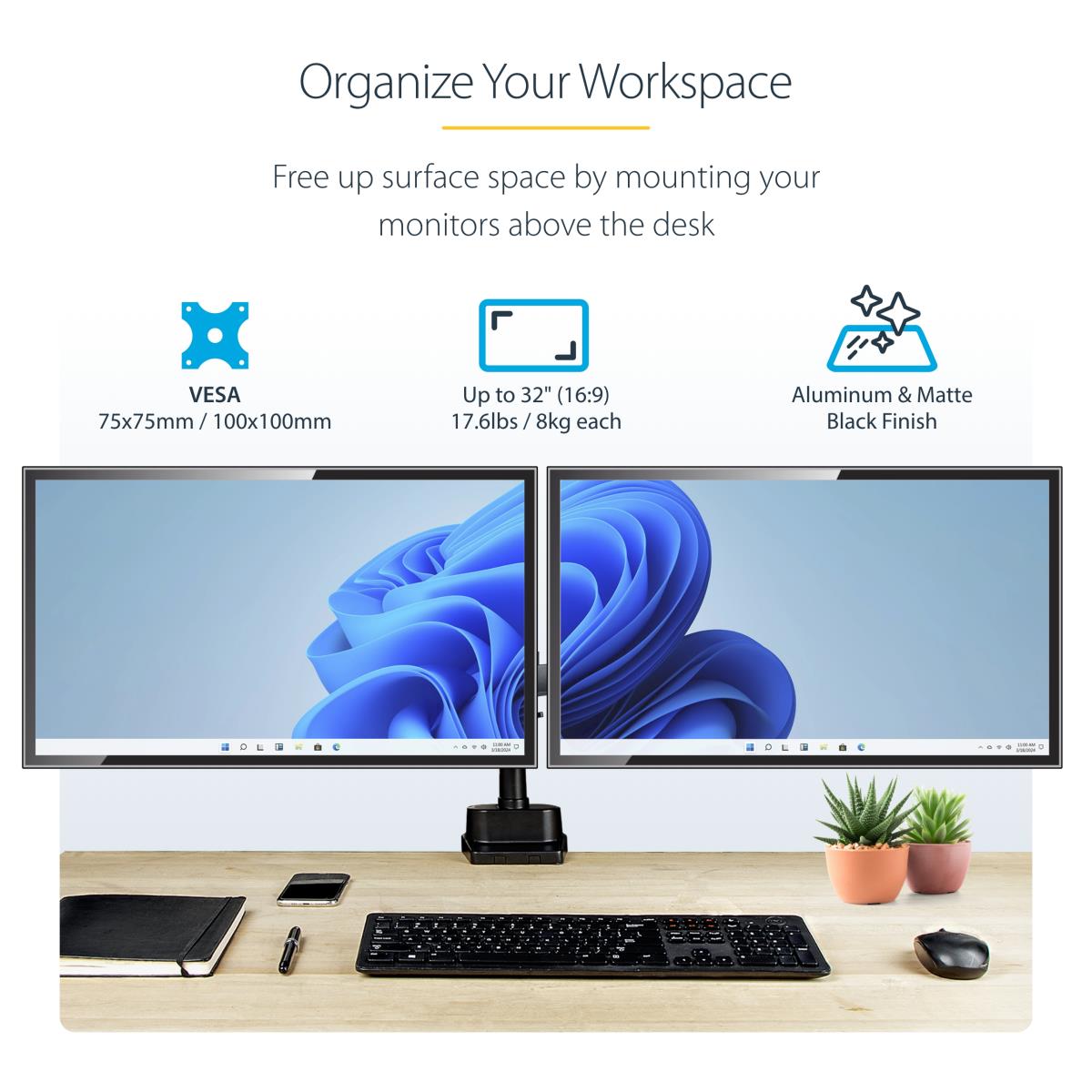 Desk Mount Dual Monitor Arm Articulating Monitor Arm