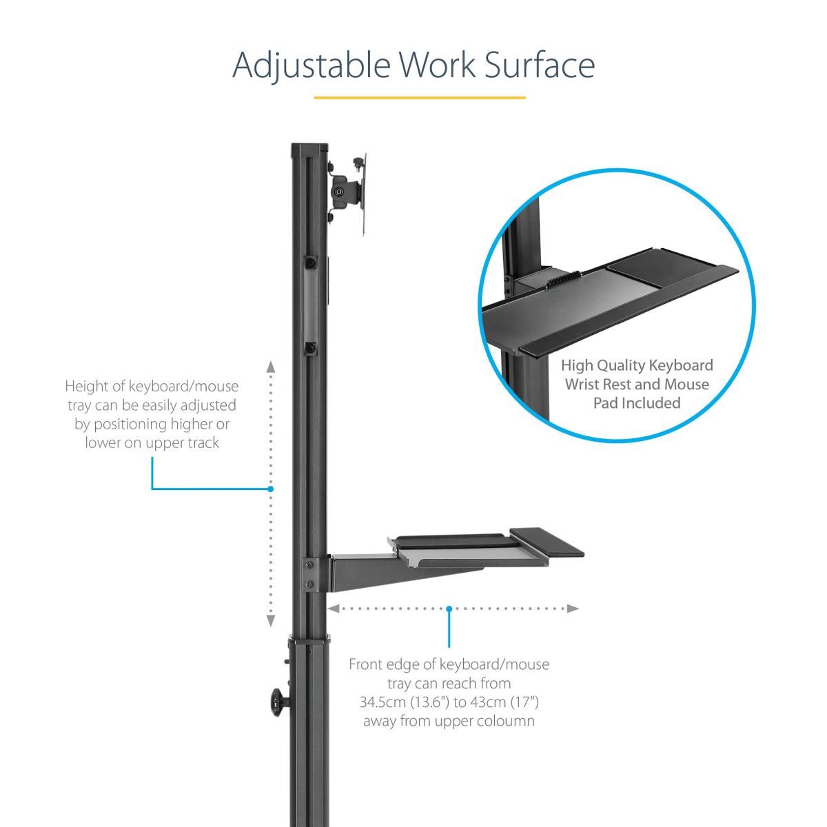 Mobile Workstation Cart With Monitor Mount And Cpu Holder