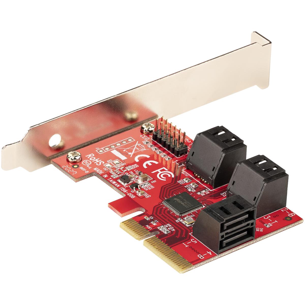 SATA Pcie Card - 6 Port Pcie SATA Expansion Card - 6gbps - Low Full Profile - Stacked SATA Connector
