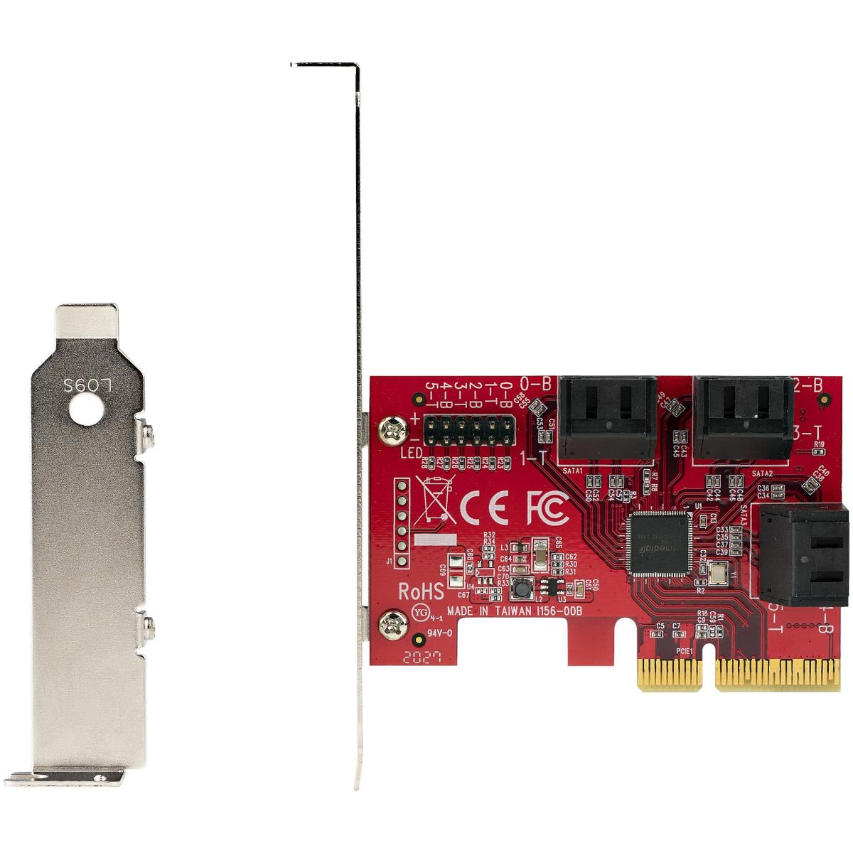SATA Pcie Card - 6 Port Pcie SATA Expansion Card - 6gbps - Low Full Profile - Stacked SATA Connector