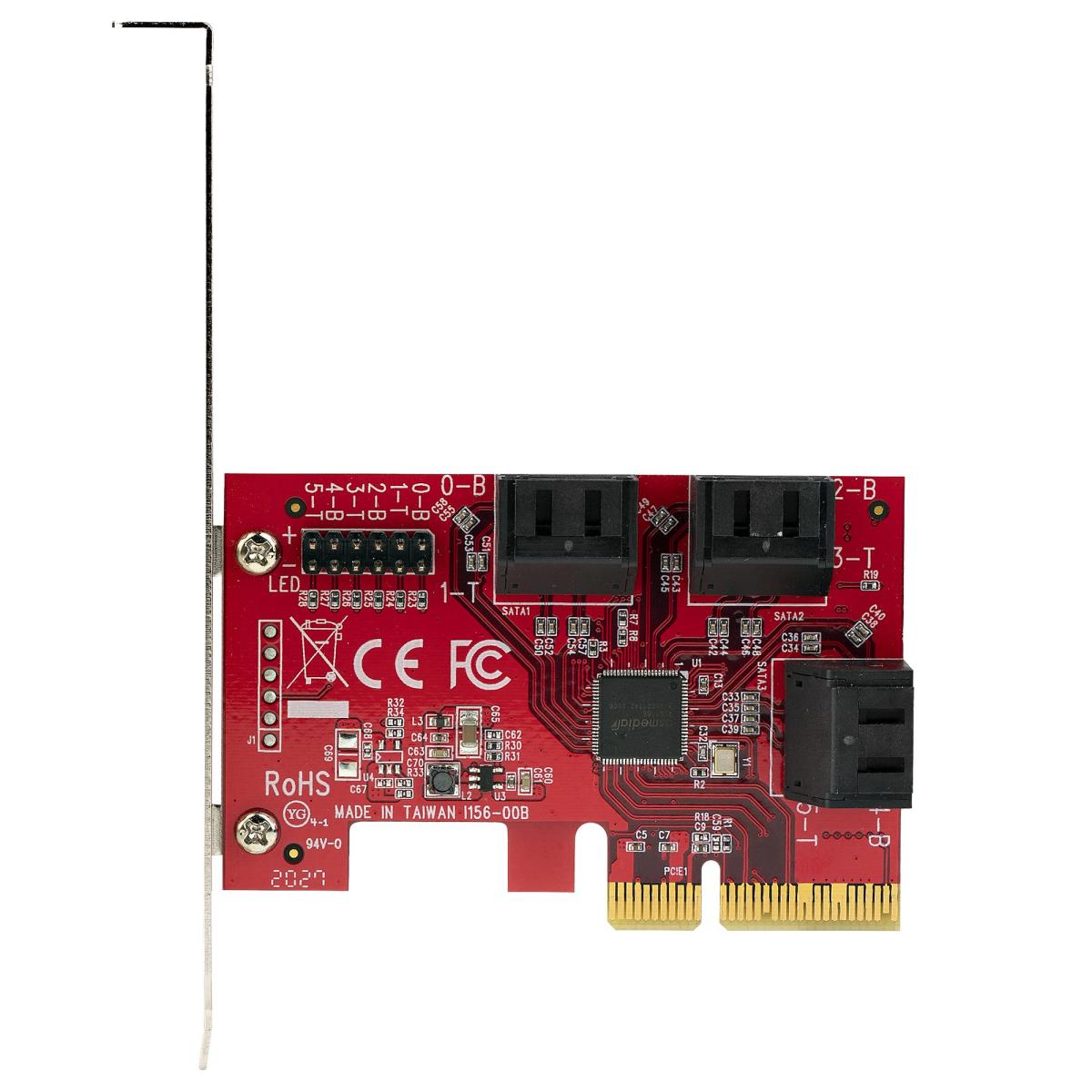 SATA Pcie Card - 6 Port Pcie SATA Expansion Card - 6gbps - Low Full Profile - Stacked SATA Connector