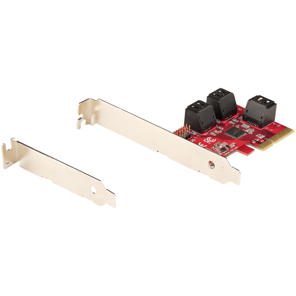SATA Pcie Card - 6 Port Pcie SATA Expansion Card - 6gbps - Low Full Profile - Stacked SATA Connector
