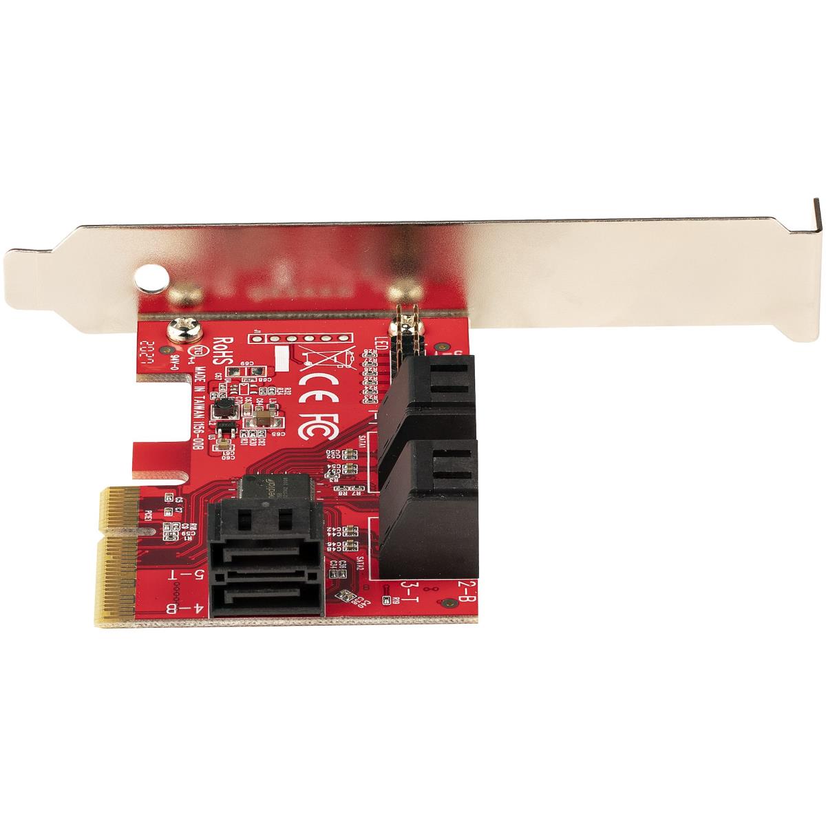 SATA Pcie Card - 6 Port Pcie SATA Expansion Card - 6gbps - Low Full Profile - Stacked SATA Connector