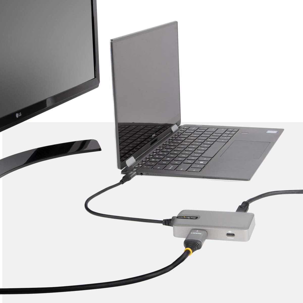 USB C Multiport Adapter - USB-c To 4k 60hz Hdmi 2.0 100w Power Delivery Pass-through - 3-port 10gbps