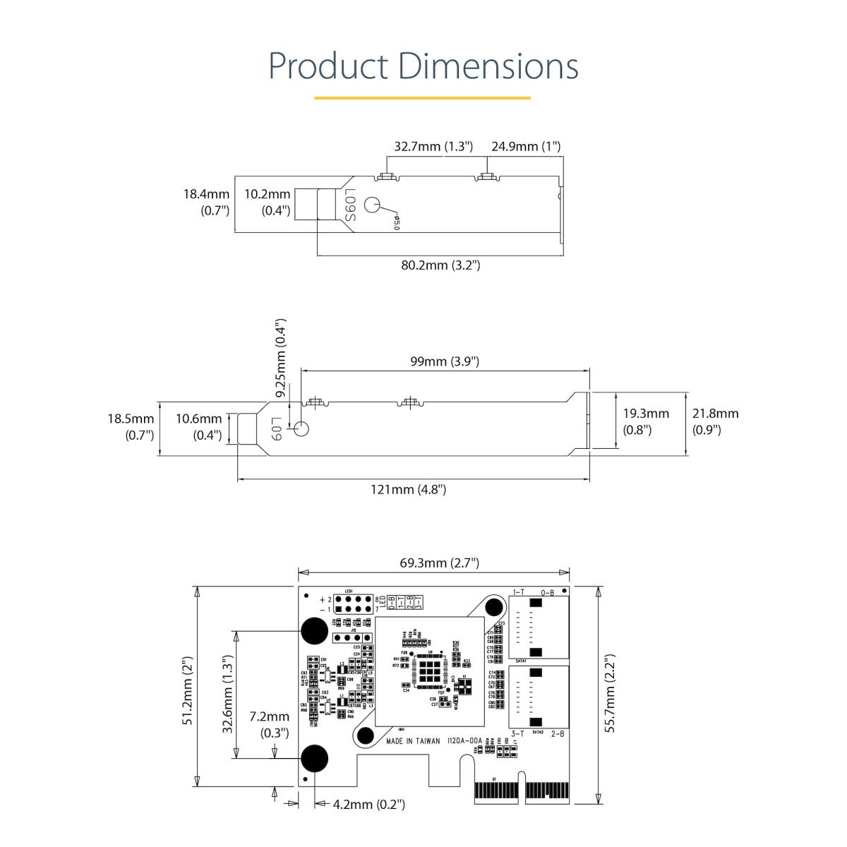 SATA Pcie Card - 4 Port Pcie SATA Expansion Card - 6gbps - Low/full Profile - Stacked SATA Connectors - Asm1164 Non-raid